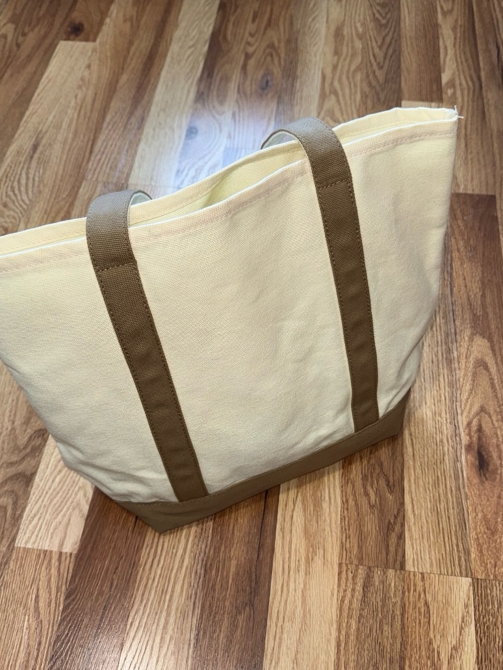 Canvas Tote Bag with Taupe Trim - Neutral Women’s Tote - Picture 3 of 5
